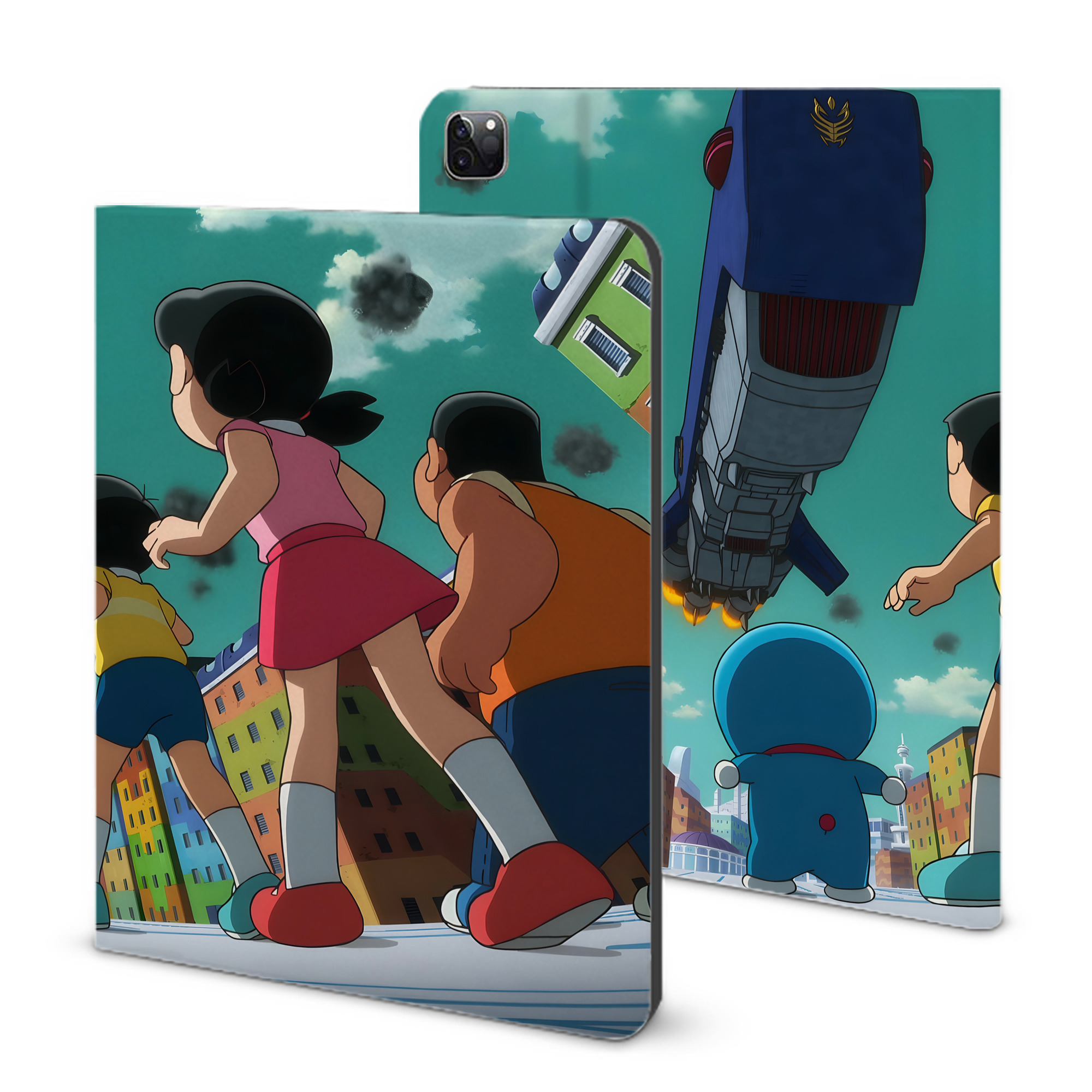 （画像用） ドラえもん Doraemon IPad ケース ブック型 PUレザー TPU 耐衝撃 軽量 薄型 ペン収納なし 全面保護 IPad 各モデル対応